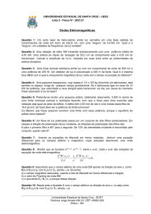 Lista de Exercícios Física IV: Ondas Eletromagnéticas