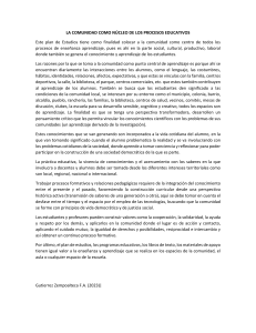 Comunidad como núcleo educativo: Plan de estudios