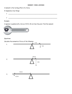 Moments in Physics Worksheet: Force and Distance