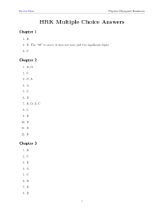 HRK Physics Olympiad Multiple Choice Answers