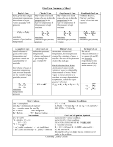 Gas Law Summary Sheet: Formulas & Constants