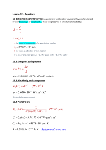 Electromagnetic Waves & Blackbody Radiation Equations