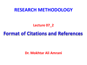 Research Methodology: Citations & References