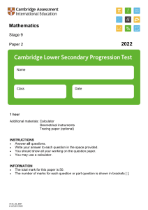 Stage 9 Mathematics Exam Paper 2022