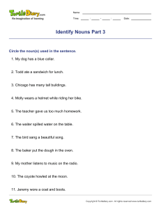 Identify Nouns Worksheet Part 3