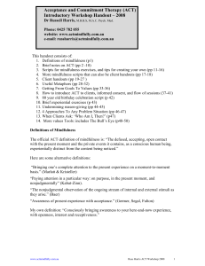 ACT Workshop Handout: Mindfulness & Acceptance Therapy