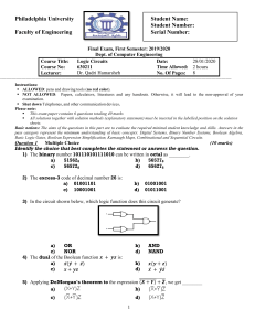 Logic Circuits Exam Paper