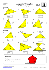 Angles in Triangles Worksheet - 8th Grade Geometry