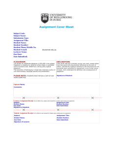 Assignment Cover Sheet - University of Wollongong Dubai