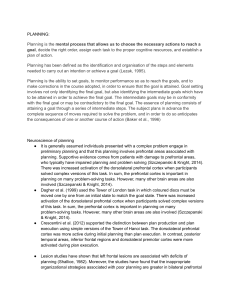 Planning: Definition, Neuroscience, and Importance
