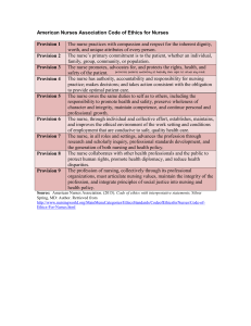ANA Code of Ethics for Nurses: 9 Provisions