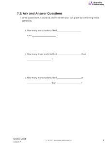 Bar Graph Questions Worksheet for Grade 3