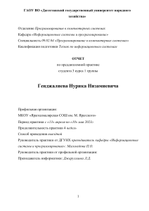 Отчет о преддипломной практике: Программирование в КС