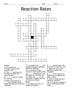 Reaction Rates Worksheet: Chemistry Crossword Puzzle