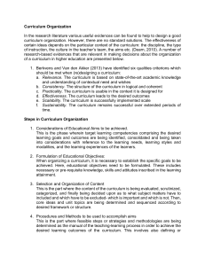 Curriculum Organization Guide