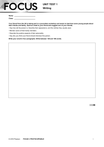 Writing Task Worksheet: Describing a Friend