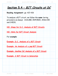 BJT Circuits DC Analysis Lecture Notes