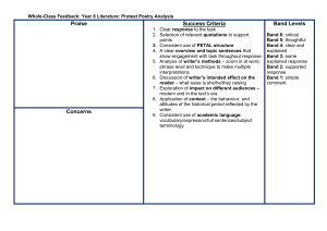 Year 8 Literature: Protest Poetry Analysis Feedback