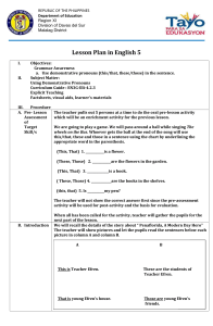 English 5 Lesson Plan: Demonstrative Pronouns