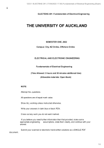 ELECTENG 291 Exam: Electrical Engineering Fundamentals