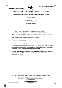 CAPE Economics Exam Paper: Macroeconomics Unit 2