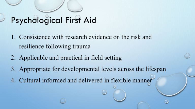 Psychological First Aid Principles & Actions