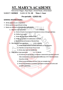 Class X Science Exam Paper - Electricity & Chemistry