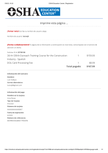 Recibo de Capacitación OSHA Construcción en Español