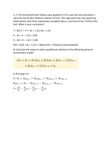 Econometrics Problem Set: Durbin-Watson & Equilibrium