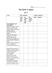 Earth in Space: Year 7 Worksheet - Seasons & Moon