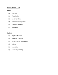 Algebra 1 & 2 Revision Guide