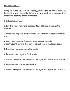 Homeostasis Quiz: Feedback Mechanisms & Control Systems