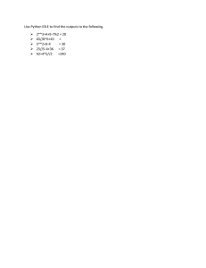 Python Arithmetic Worksheet