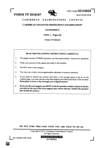 Economics CAPE Exam Paper: Unit 1 - Paper 02