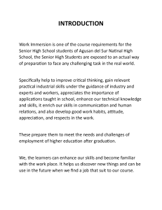 Work Immersion Report: Senior High School Experience