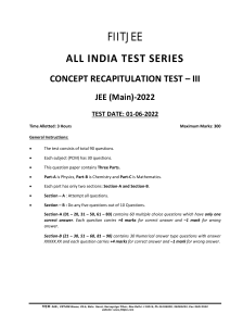 JEE Main 2022 Test Paper: Physics, Chemistry, Math