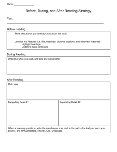 Before, During, After Reading Strategy Worksheet