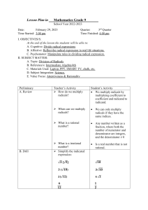 9th Grade Math: Dividing Radical Expressions Lesson Plan