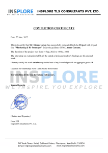 Completion Certificate: Marketing & HR Project