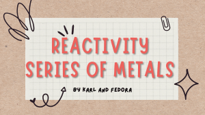 Reactivity Series of Metals