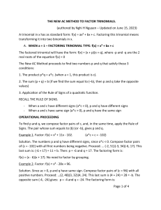 New AC Method for Factoring Trinomials