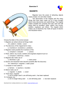 Magnets and Cooking Worksheet for Elementary School
