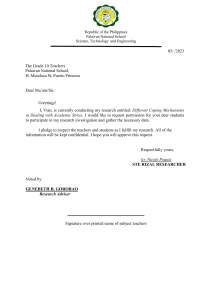 Research Permission Letter: Academic Stress