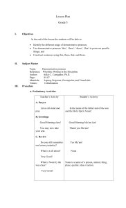 Demonstrative Pronouns Lesson Plan - Grade 5