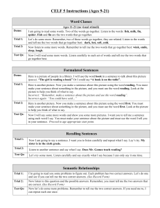 CELF 5 Instructions (Ages 9-21)