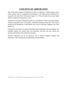 Concepts of Arbitration Notes