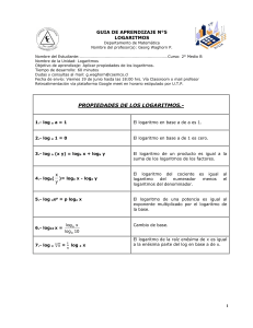 Guía de Aprendizaje: Logaritmos - 2° Medio