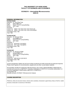 ECON2210 Intermediate Microeconomics Course Syllabus