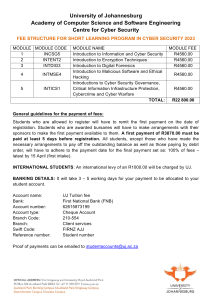 Cyber Security Program Fee Structure - UJ 2023
