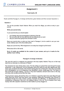 English First Language Assignment: Journal Entry